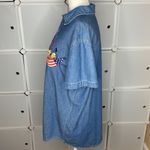 Vintage Cat & USA Embroidered Denim Shirt Size Large Blue Photo 4