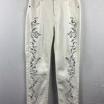 Women’s Anthony Studios Size 6 White Jeans with Silver & Grey Embroidery Photo 0