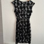 Alex Evenings Black Embellished Goth Cocktail Dress Wedding Ribbon Lace 3D Rose Photo 4