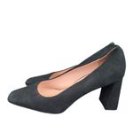 J.Crew Block Heel Suede Pumps AV984 Black Leather Heels Closed Toe‎ Women's 6 Photo 1