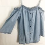 New Glory  I Strap Cold Shoulder Denim Top Photo 5