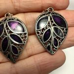 Kenneth Cole  silver tone and purple leaf earrings Photo 1