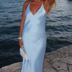ZARA  Elegant Blue Satin Slip Dress evening wedding holiday Photo 0