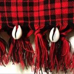 Handmade Real Seashell Fringe Hem Plaid Shirring Dress Red Photo 6