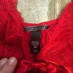 Victoria's Secret  Sexy Pleated Babydoll Nightgown Size Large Lingerie Red Lace Photo 4
