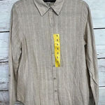 Orvis New Women's Taupe Tan Stripe Linen Button Down Shirt Size Small Photo 0