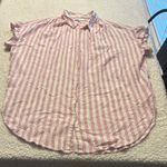 Madewell Pink and White Striped Button-Down Tunic Photo 2