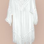 RoomMates Boho White Crocheted Fringe Open Front Cardigan Cover Up Size Large Photo 3