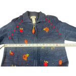 Tiara International Cardigan Fall Harvest Sweater Blue Embroidered Pumpkin S Photo 9