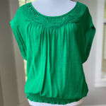 Forever 21 Vintage Y2K Emerald Green Embroidered Blouse Size Small Photo 0