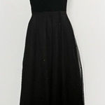 NWT Francesca's Dress Small Harriet Velvet Pearl Embellished Strapless Midi‎ Black Photo 0