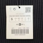 ZARA NWT Tie Front Ruffle Ribbed Knit Cardigan Top in Black Witchy Size Small Photo 6