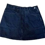 Forever 21  Black Denim A Line Jean Mini Skirt Cargo Pockets - size 27 Photo 0