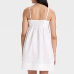 A New Day  White Textured Babydoll Dress Smocked Top Mini Size M Photo 5