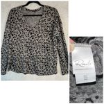 Rails  Top Women's Small Gray Sami Charcoal Leopard Linen Blend‎ Knit Blouse Photo 1