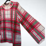 Entro Holiday Plaid Knit Sweater in Taupe Size S Photo 3