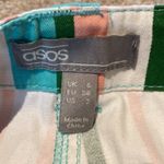 ASOS Cotton Pin Stripe High Rise Tapered Leg Crop Pants Pink Green White Aqua 2 Photo 4