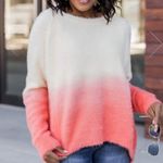 Pink Lily  vibrant heart ombré coral sweater Small Photo 0