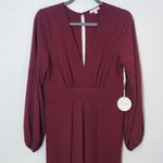 Luxxel Burgundy Long Sleeve Jumpsuit NWT Size Medium Oxblood Wide Leg Jumpsuit Photo 2