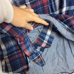 Lane Bryant  Navy Blue Red Plaid Double Layer Thick Button-Up Shirt Photo 4
