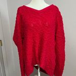 Free People Songbird Pink Fuchsia Boucle Crochet Open Knit V-neck Sweater M Photo 0