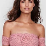 Victoria's Secret  PINK lace bandeau bralette in pink L Bra Off Shoulder Crop Top Photo 0