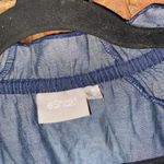 Eshakti  Blue Chambray Denim Short Puff Sleeve Wrap Top Women's Size 10 Medium Photo 5