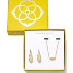 Kendra Scott  Eva Pendant Necklace and Drop Earrings Gift Set White Mosaic Photo 0