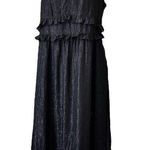 Madewell Black Dress Metallic Shimmer Ruffle Cami Sleeveless Ruffles 14 EUC Photo 0