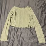 Wallflower Green Ribbed Tie Front Crop Blouse Size M Photo 2