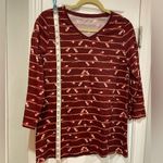 kim rogers NWT  Perfectly Soft Size S Owl Tree Print 3/4 Sleeve V Neck Tee Shirt Photo 5