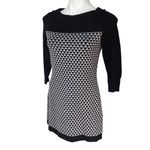 White House | Black Market Geometric Knit Black Gray Sweater Mini Dress, Sz M Photo 4