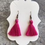Handmade Tassel Earrings NEW Boho Festival Party Bright Pink USA Photo 0