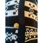 Crystal Kobe Black White Cardigan Fair Isle Sz Medium Photo 7