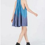 Free People Pleated Love Metallic Two- Tone Blue Mini Dress Size XL Photo 4