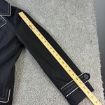 Dennis Basso NWT Women's Black Trench Coat White Trim Size S Minimalistic Chic Photo 2