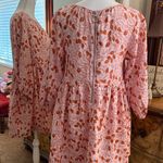 Free People  Pink and Orange Leaf Print Mini Dress Photo 6