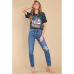 Free People  Black Red Blue Elton John Rocket Man Concert Oversized T-Shirt Sz S Photo 8