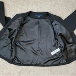 French Connection  Faux Leather Trim Tweed Panel Blazer Jacket 10 Photo 5