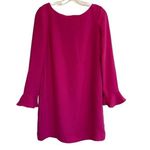 Banana Republic  Dark Pink Boat Neck Long Sleeve Button Back Mini Dress 2‎ - NWT Photo 4