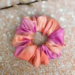Large orange and pink/purple tie dye silky silk scrunchie Photo 0