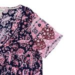 Knox Rose  Boho Paisley V Neck Dress Navy Blue Pink Short Sleeve Women’s Small Photo 4