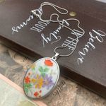 Vintage Floral Cameo Necklace 18” Stainless Steel Chain 40x30mm Pendant Red Photo 4