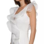 DKNY Sheath Dress with Frothy Organza Ruffles in Ivory, Size 6 New w/Tag $199 Photo 2