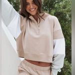 NWT FEAT x Helen Owen Plush Half Zip Tri Color Block Sweatshirt Sz Medium Photo 5