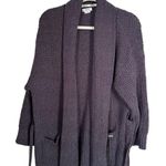 Jason Wu  Women’s Sz L Dark Grey Ribbed Chenille Knit Comfy Soft Robe Open Front Photo 1