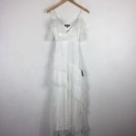 Lulus NWT  Radiant in Ruffles White Lace Cold Shoulder Maxi Dress XS Bridal Photo 3