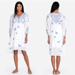 Johnny Was  Lulu Butterfly Embroidered Ruffle-sleeve Dress In White XS Photo 2