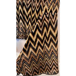 Rue 21 Midriff Blouse Elastic Waist & Sleeves Size L Brown Yellow White Chevron Photo 3