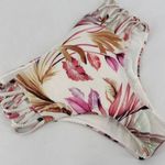 Tinibikini NWT  High Waisted Caged Strappy White Floral Pink Bikini Bottoms Small Photo 3